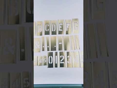 আইটেম স্টেনসিল কিট, চরিত্র উচ্চতা 1.5 ইঞ্চি, উপাদান ব্রাস, বেধ 0.007 ইঞ্চি, সামগ্রিক উচ্চতা 1.5 ইঞ্চি