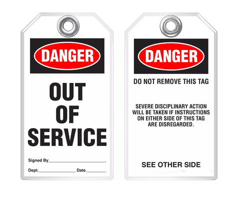 Industrial Safety Tag Plastic for Usage in Factories and Warehouses