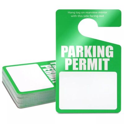 Green Parking Permit PVC Hang Tag Waterproof Durable Tag for Car