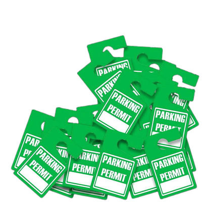 Green Parking Permit PVC Hang Tag Waterproof Durable Tag for Car