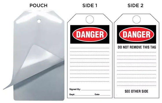 Custom Printed Logo Danger PVC Waterproof Durable Self Laminated Peel and Stick Safety Tag