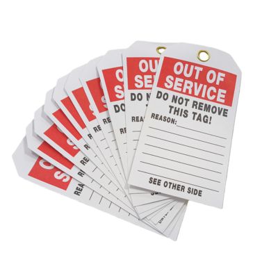 কাস্টম প্রিন্টিং লোগো আউট অফ সার্ভিস ট্যাগ পিভিসি ওয়াটারপ্রুফ টেকসই প্লাস্টিক ট্যাগ