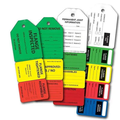 Flange Tag PVC Rectangle Double Side Printing Multi Stages Safety Tag for Warning